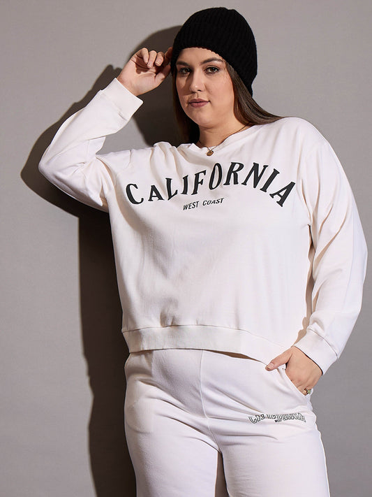 سويت شيرت CALIFORNIA Terry أبيض للنساء