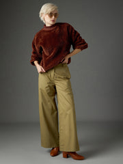 Brown Balloon Sleeve Faux Fur Sweatshirt SASSAFRAS