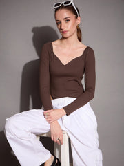 Women Black Rib Sweetheart Neck Bodysuit