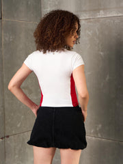 Women White & Red RACING Fitted T-Shirt