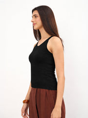 Women Black Halter Neck Sleeveless Top