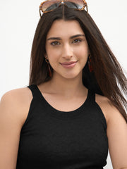 Women Black Halter Neck Sleeveless Top