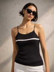 Women Black Cross Back Strappy Top