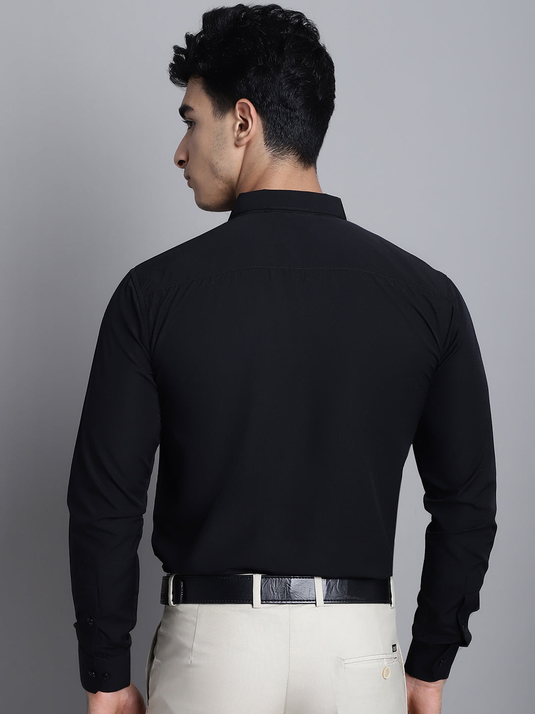 Jainish Men Black Solid Formal Shirt