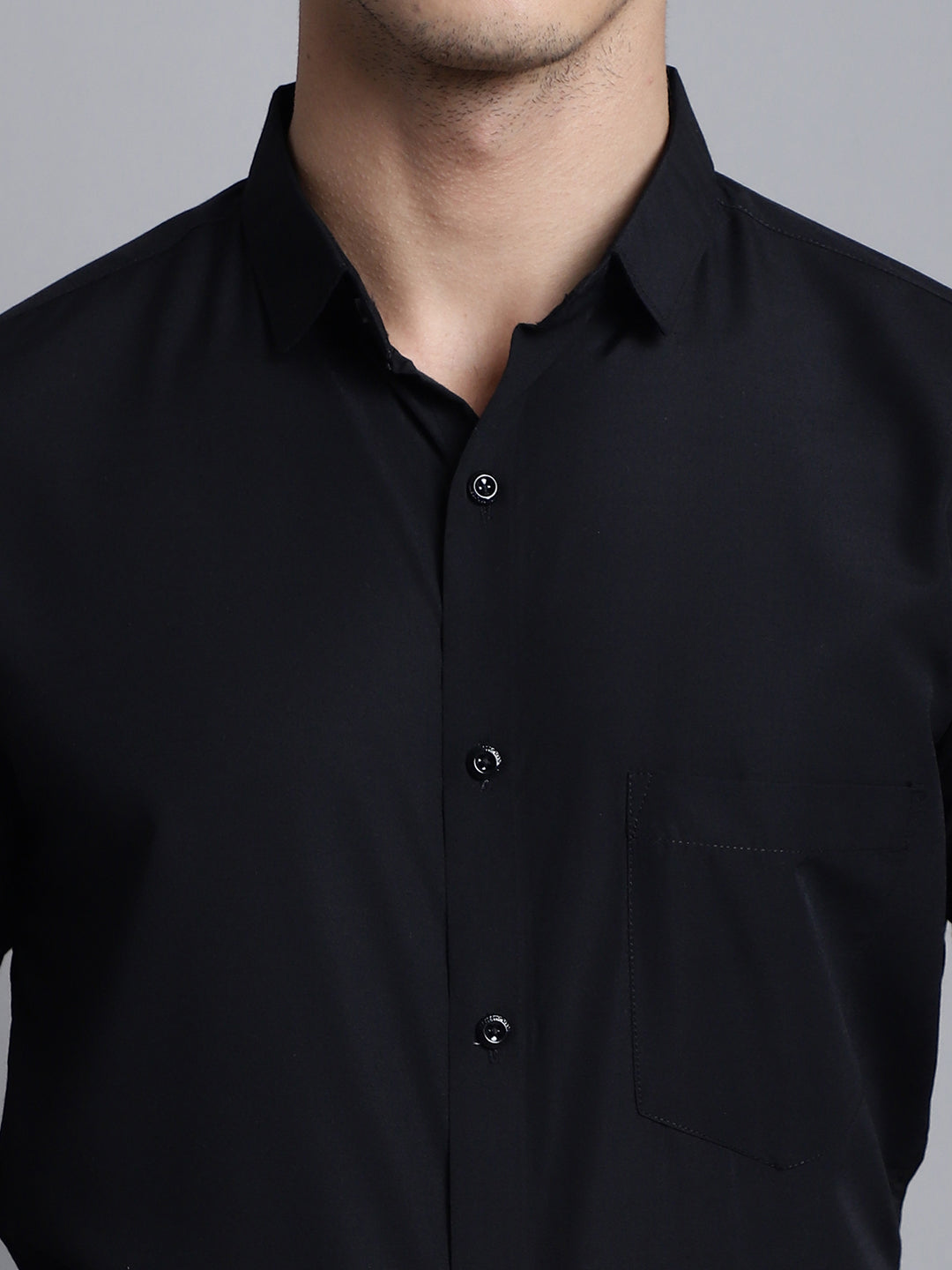 Jainish Men Black Solid Formal Shirt