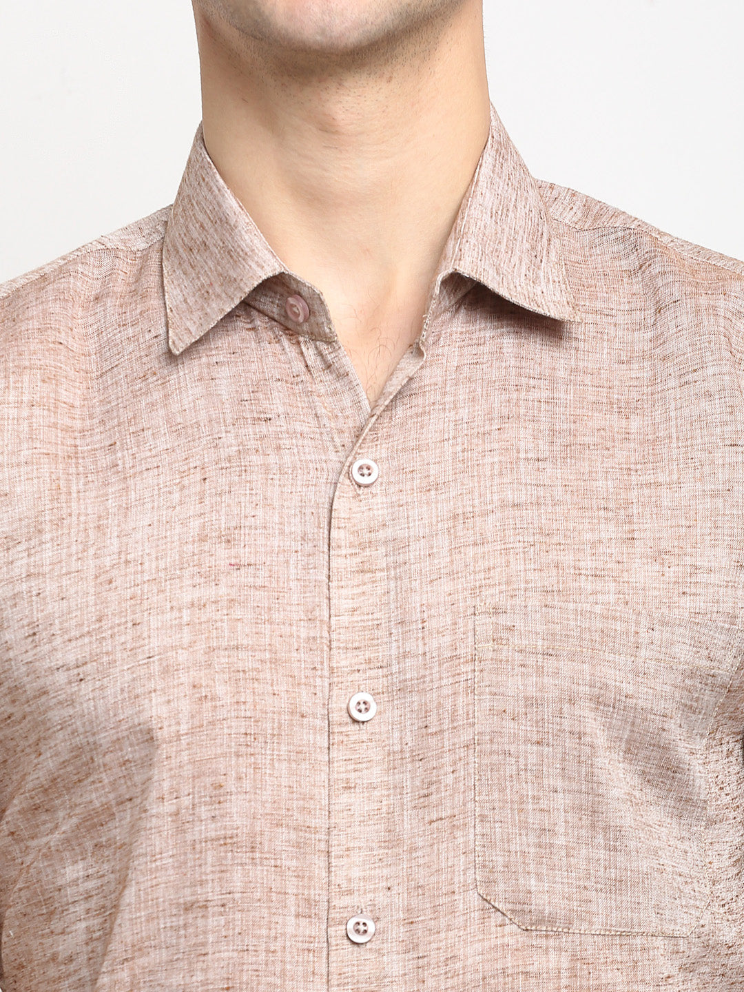 Jainish Rust Mens Solid Cotton Half Sleeves Formal Shirt