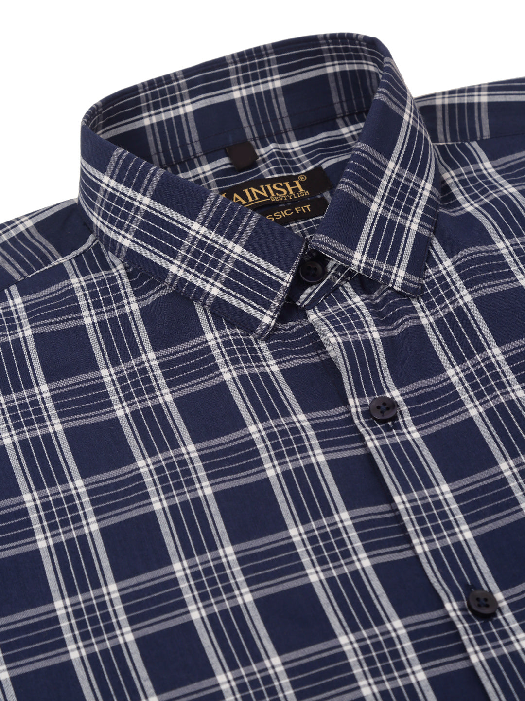 Jainish Mens Cotton Checked Half Sleeve Formal Shirts