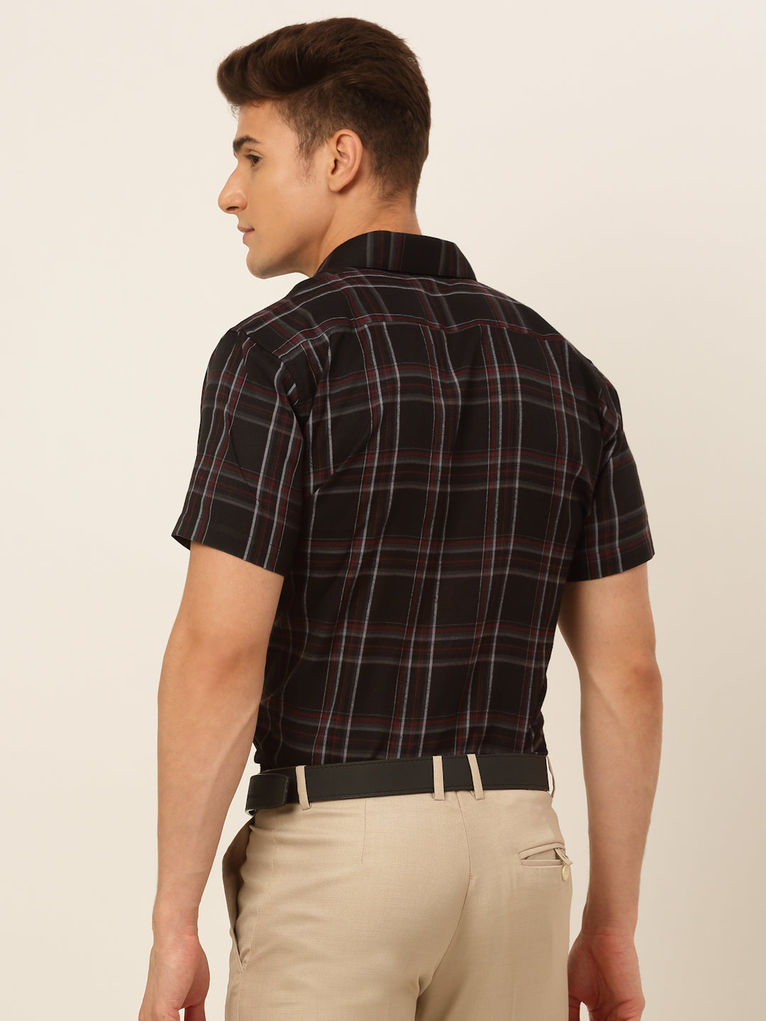 Jainish Mens Cotton Checked Formal Shirts