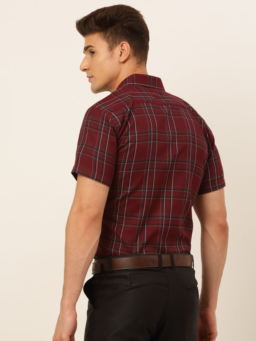 Jainish Mens Cotton Checked Formal Shirts
