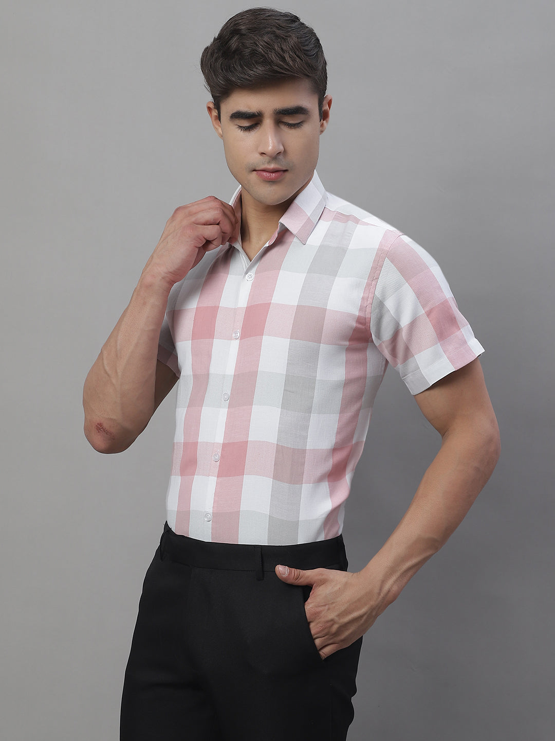 Mens Pure Cotton Checked Formal Shirts
