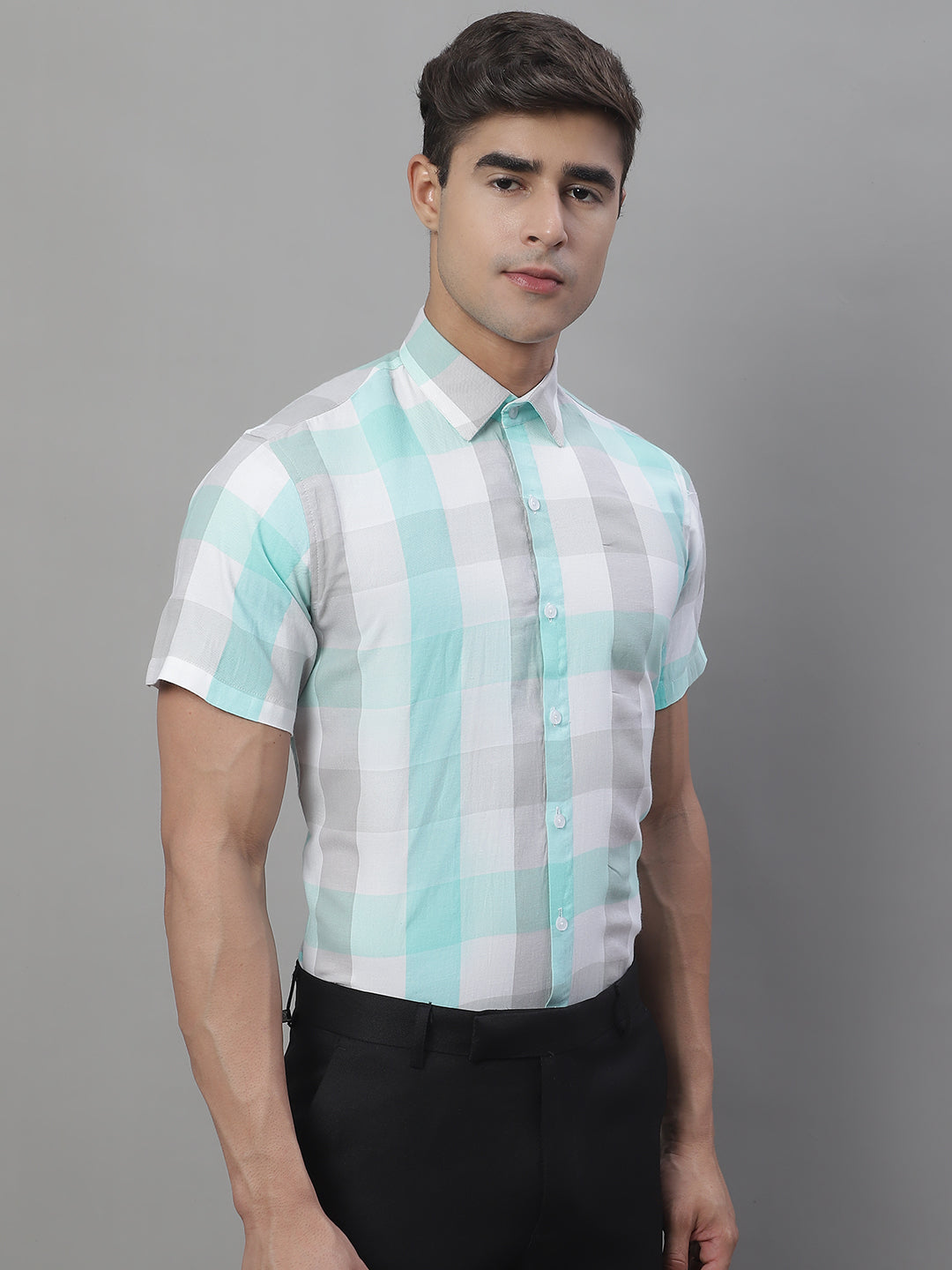Mens Pure Cotton Checked Formal Shirts