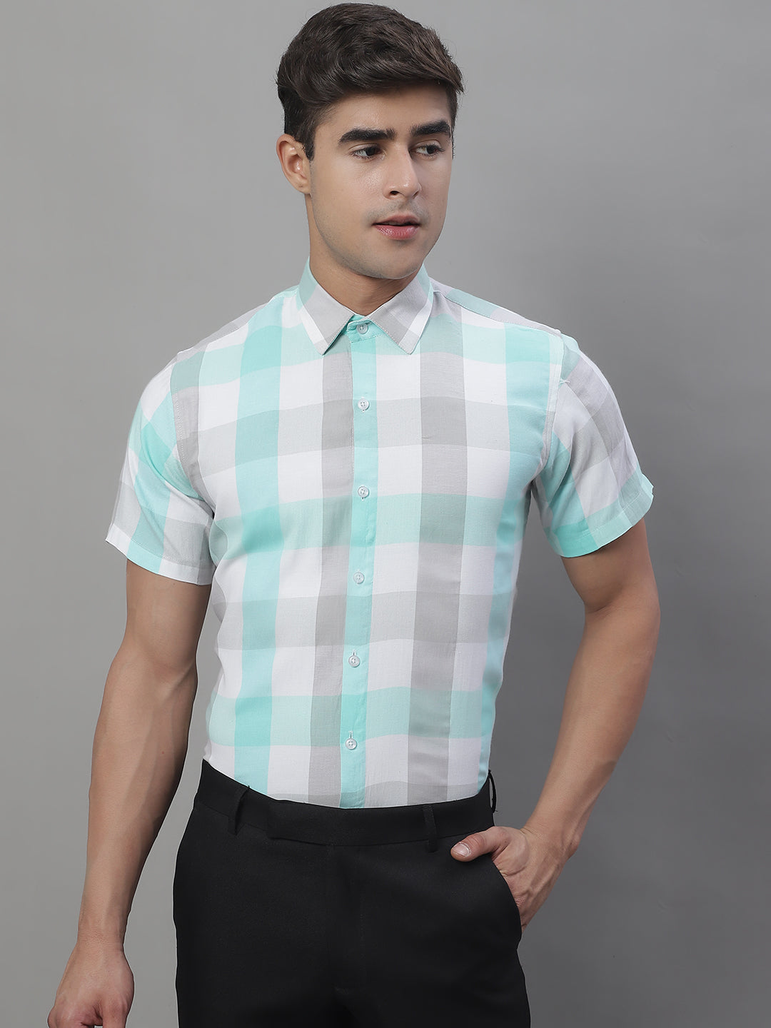 Mens Pure Cotton Checked Formal Shirts
