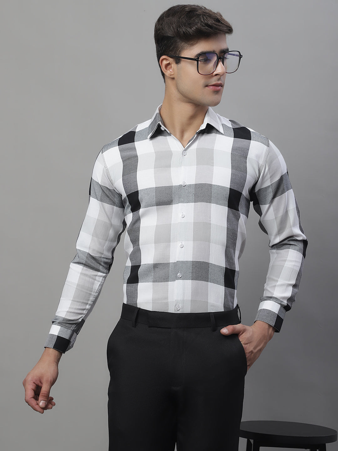 Mens Pure Cotton Checked Formal Shirts