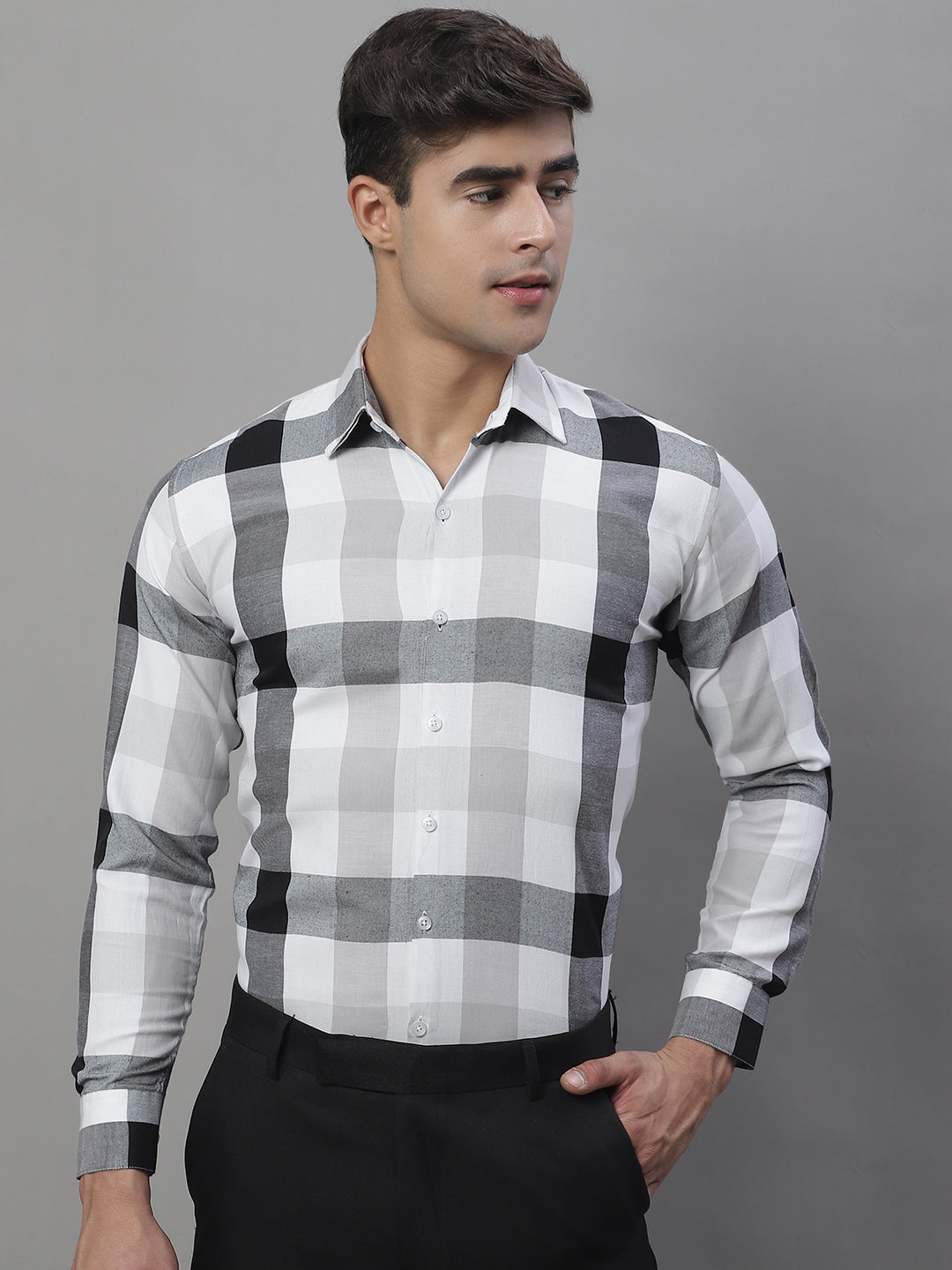 Mens Pure Cotton Checked Formal Shirts