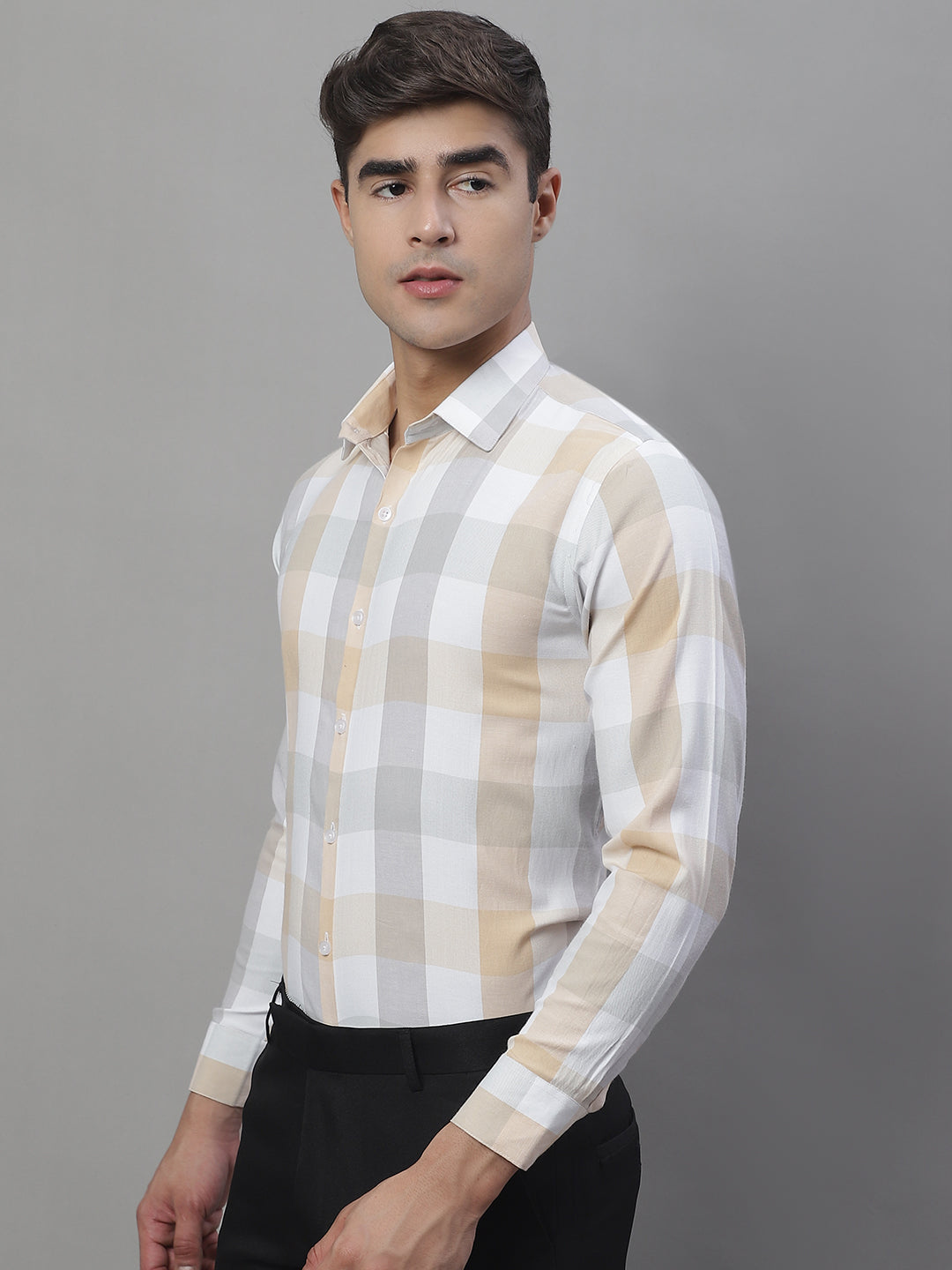 Mens Pure Cotton Checked Formal Shirts