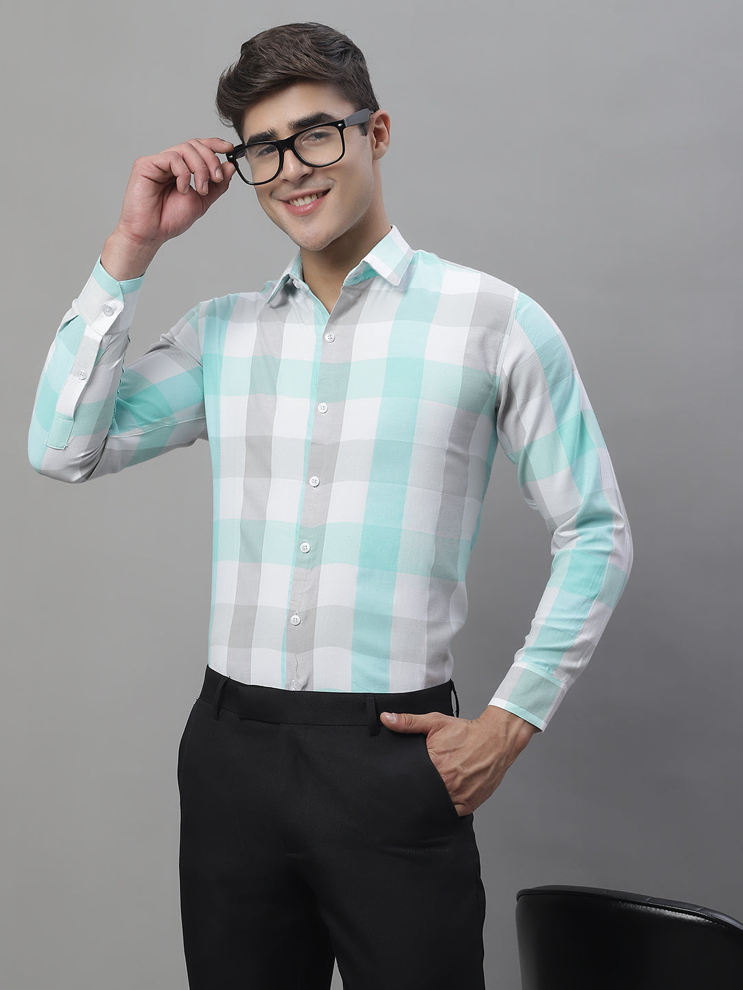 Mens Pure Cotton Checked Formal Shirts