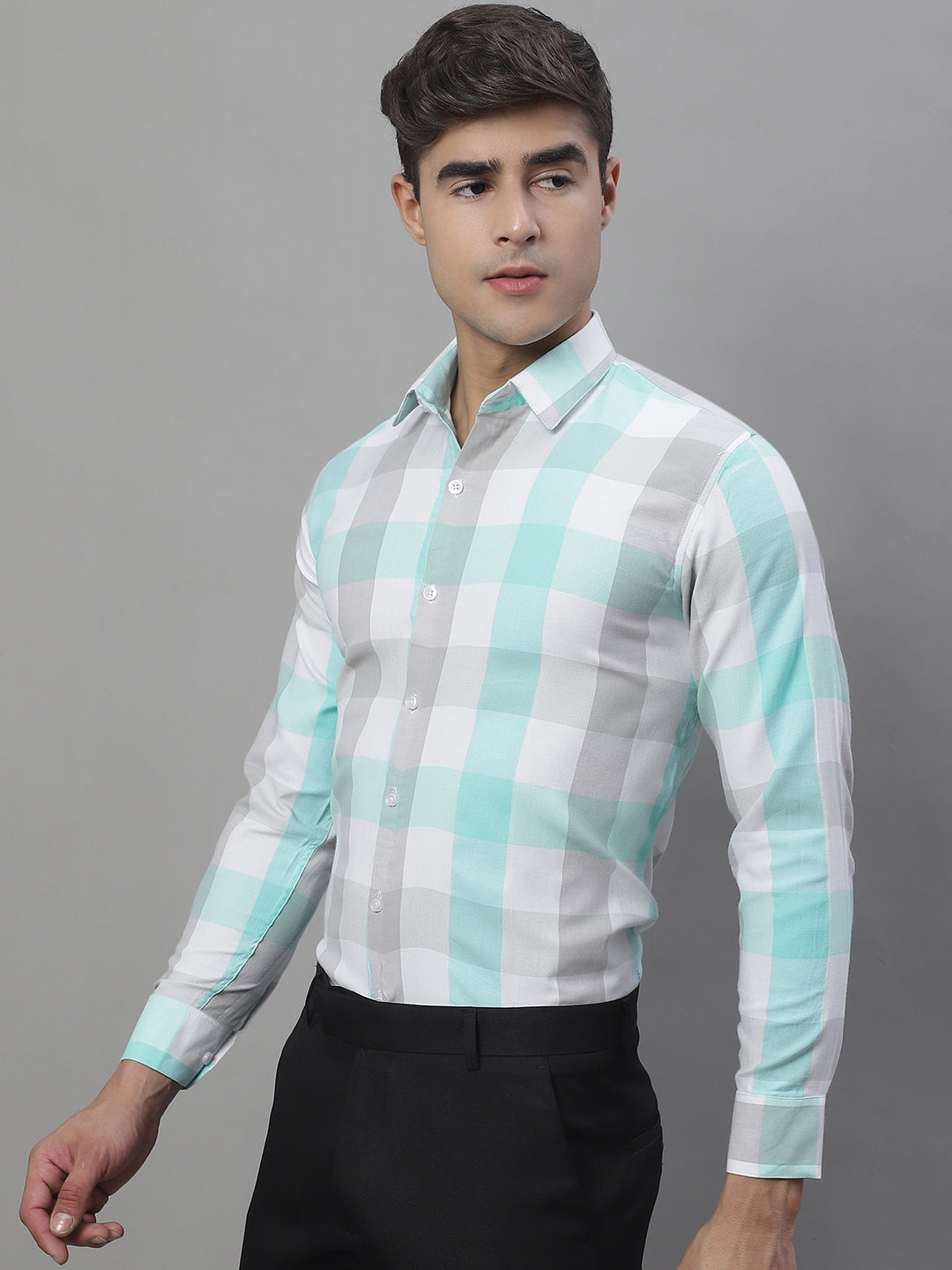 Mens Pure Cotton Checked Formal Shirts