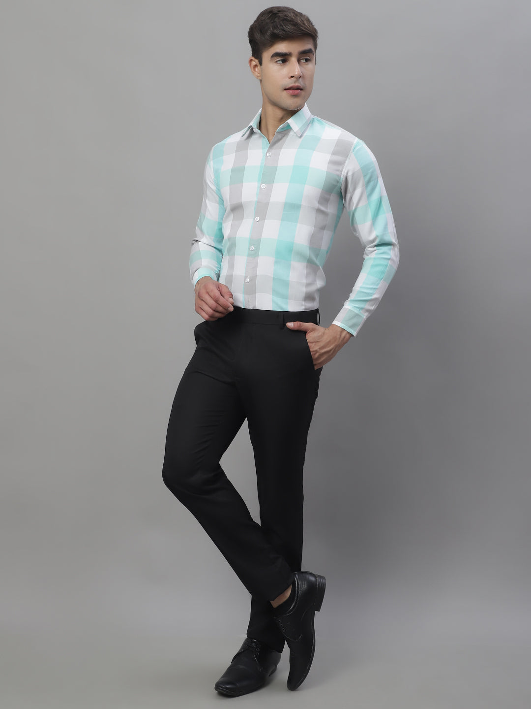 Mens Pure Cotton Checked Formal Shirts