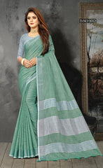 Uniform Mhendi Color Linen Saree