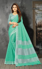 Uniform Mhendi Color Linen Saree