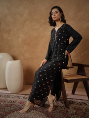 Women Black Embroidered Abaya Dress