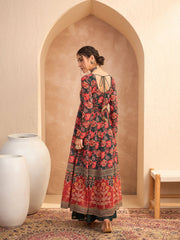 Women Green Floral Sweetheart Neck Anarkali Kurta