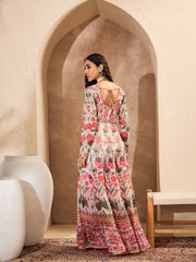 Women Off White Floral Sweetheart Neck Anarkali Kurta