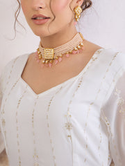 Women White Sequence Sweetheart Neck Anarkali Kurta