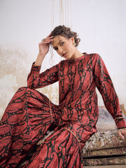 Women Emerald Kasturi Crepe Front Button Top With Sharara Pants