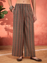 Women Maroon Floral Front Slit Kurta With Pencil Pants & Dupatta