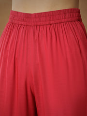 Women Maroon Embroidered Peplum Kurta With Sharara Pants