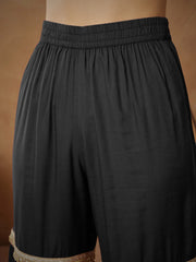 Women Black Embroidered Peplum Kurta With Sharara Pants