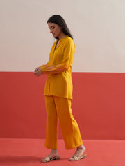 Yellow Sleeves Embroidered Shirt With Pants Shae by SASSAFRAS