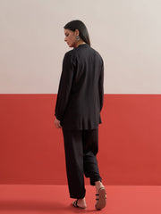 Black Hem Embroidered Shirt With Pleated Pants Shae by SASSAFRAS