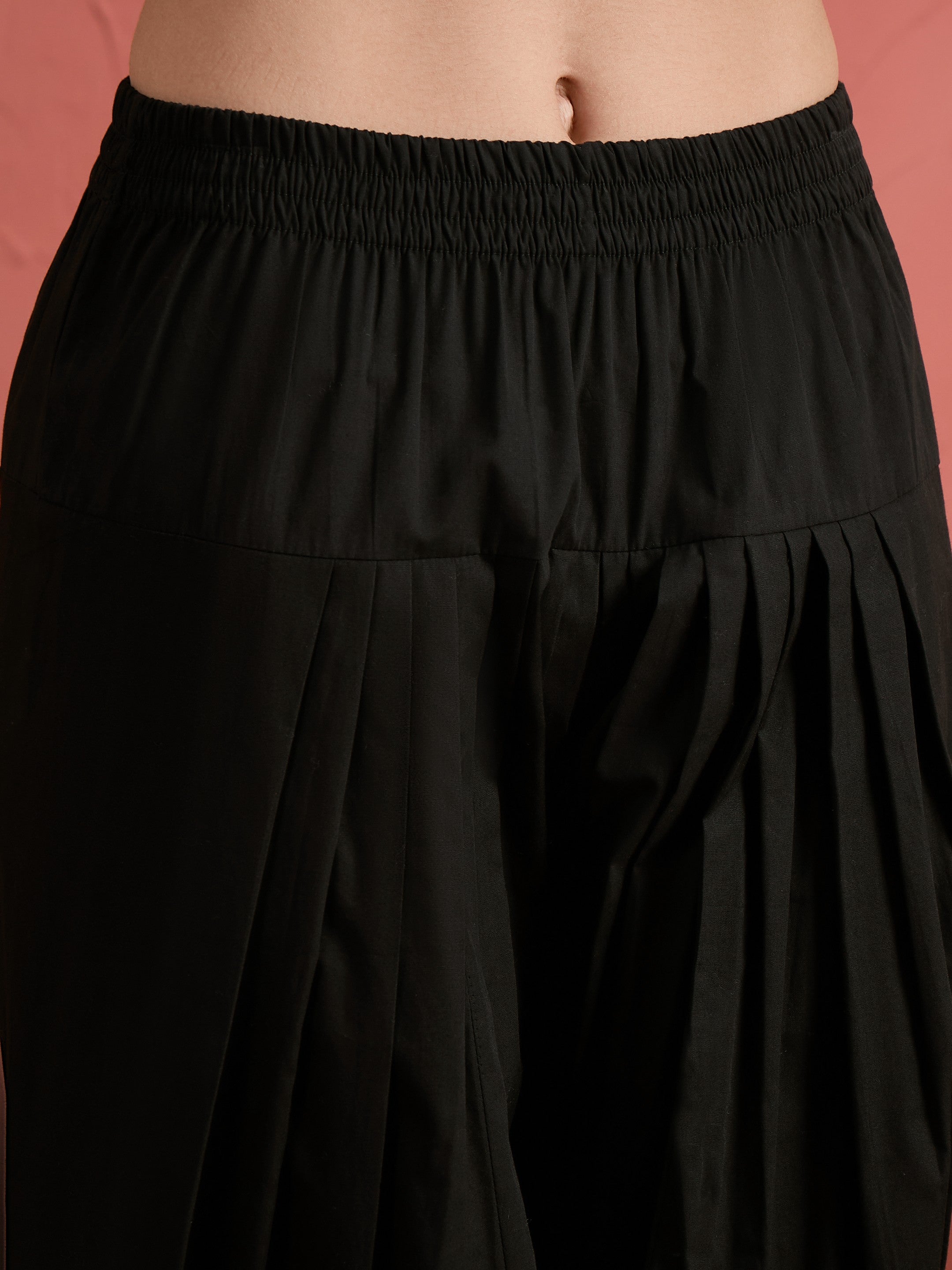 Women Black Embroidered Short Kurta With Farshi Salwar