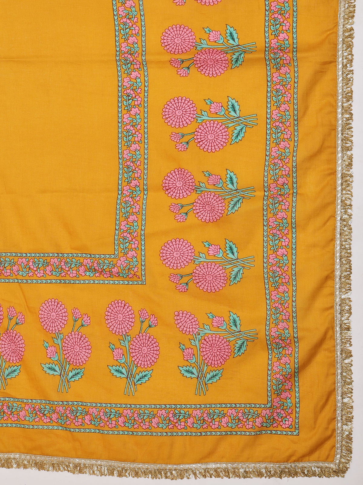 Yellow Embroidered Crop Top With Anarkali Skirt & Dupatta-Luxe - Shae by SASSAFRAS