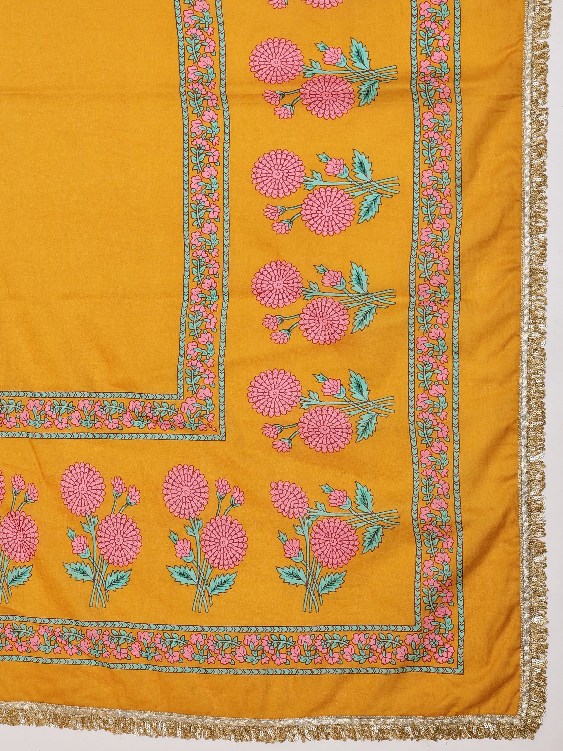 Yellow Embroidered Crop Top With Anarkali Skirt & Dupatta-Luxe - Shae by SASSAFRAS