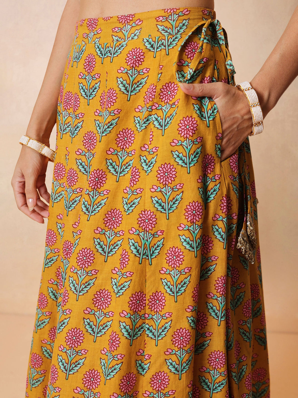 Yellow Embroidered Crop Top With Anarkali Skirt & Dupatta-Luxe - Shae by SASSAFRAS