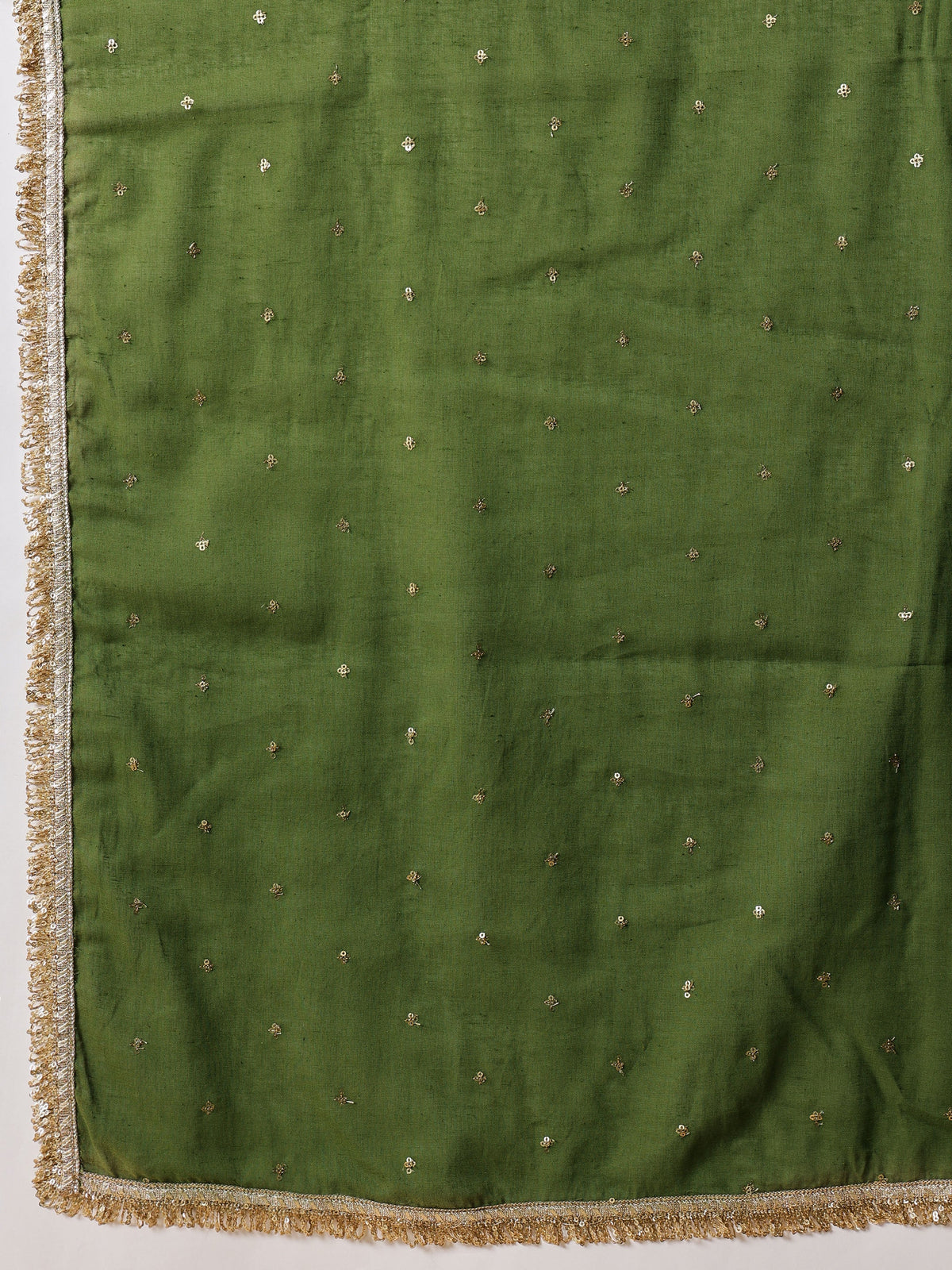 Olive Embroidered Short Kurta With Sharara Pants & Dupatta-Luxe - Shae by SASSAFRAS