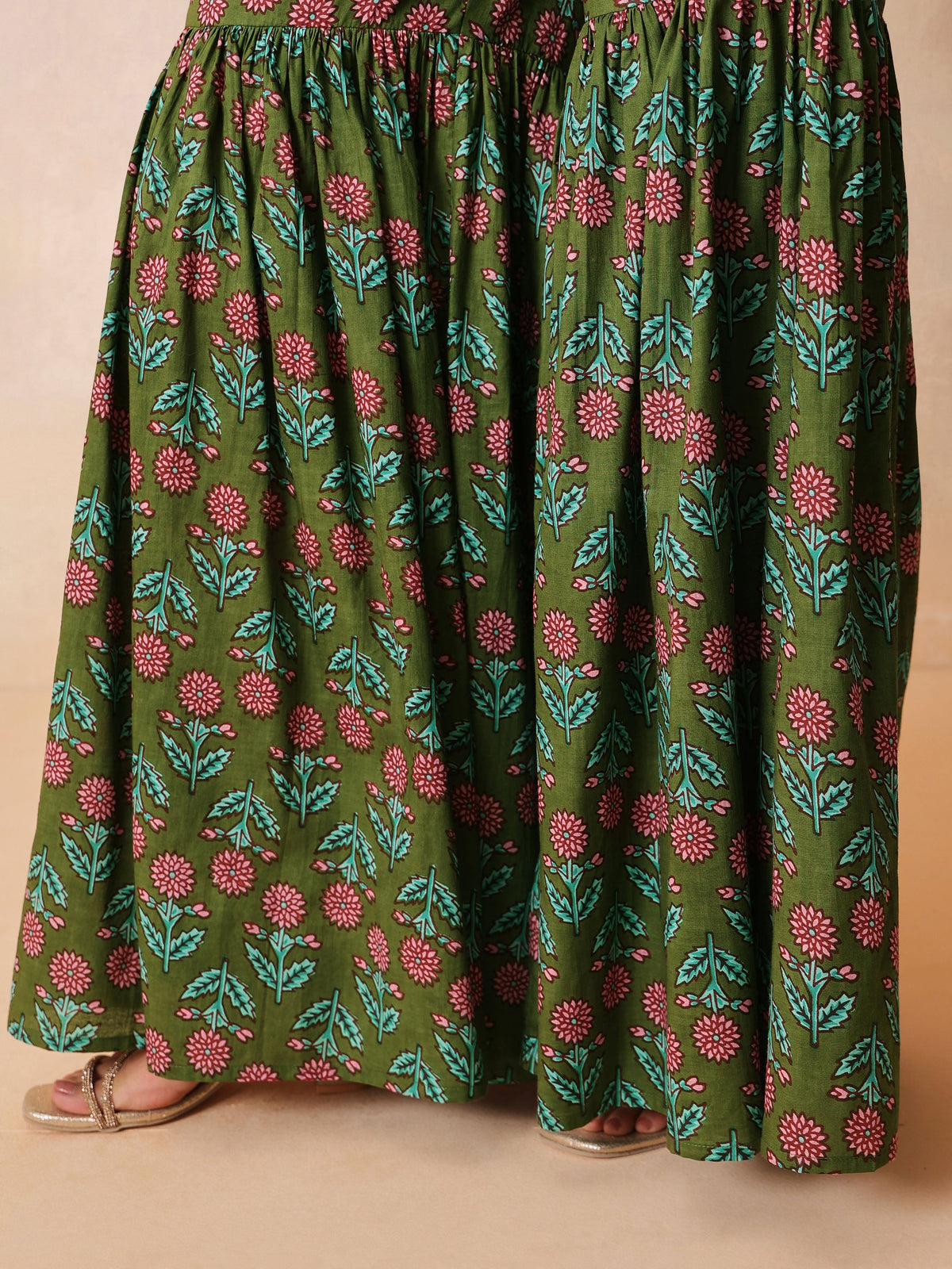 Olive Embroidered Short Kurta With Sharara Pants & Dupatta-Luxe - Shae by SASSAFRAS