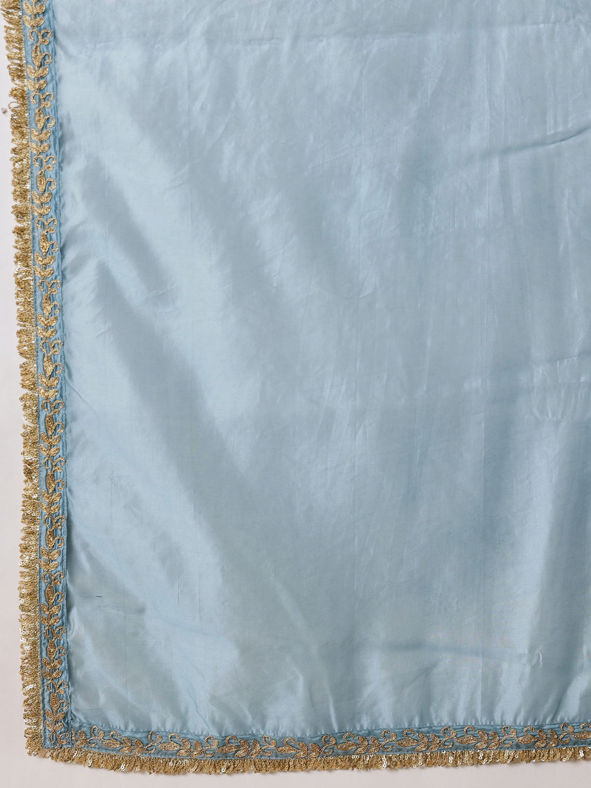 Women Powder Blue Embroidered Choga Kurta With Farshi Salwar & Dupatta