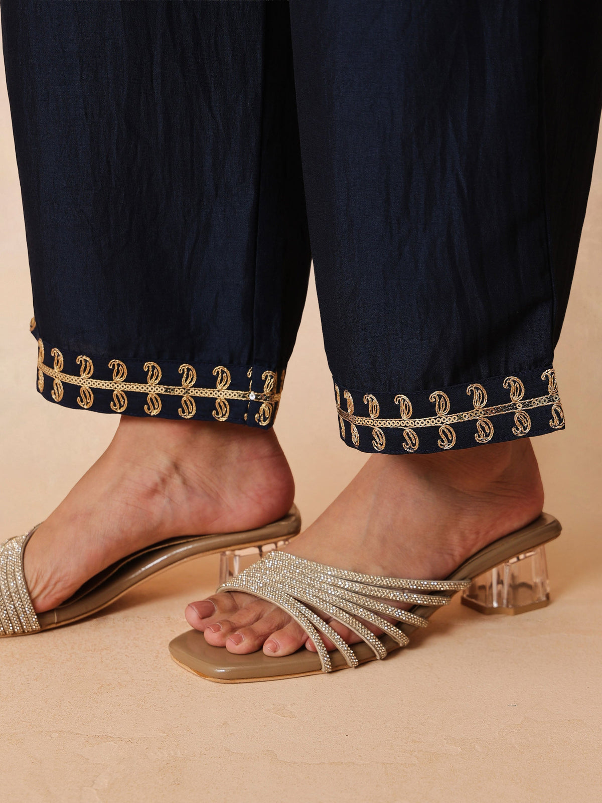 Navy Embroidered Choga Kurta With Straight Pant & Dupatta-Luxe - Shae by SASSAFRAS