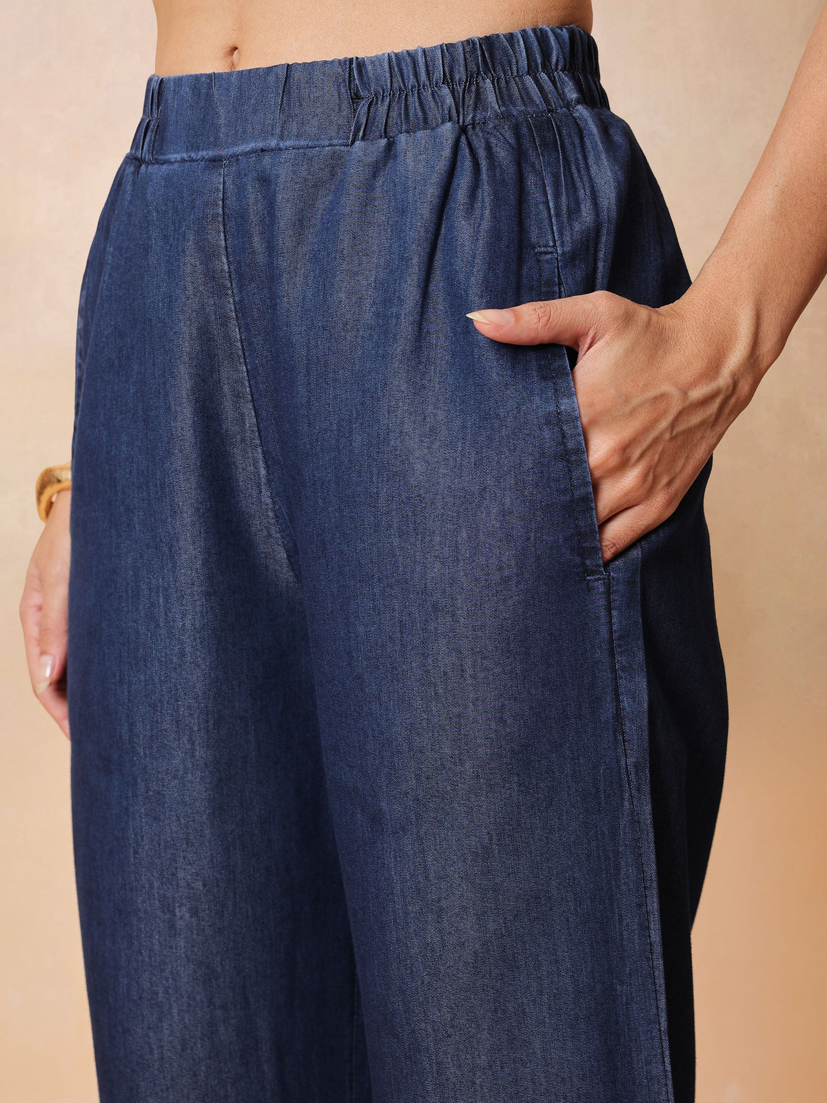 Navy Glass Neck Embroidered Short Kurta With Straight Pants -Shae by SASSAFRAS