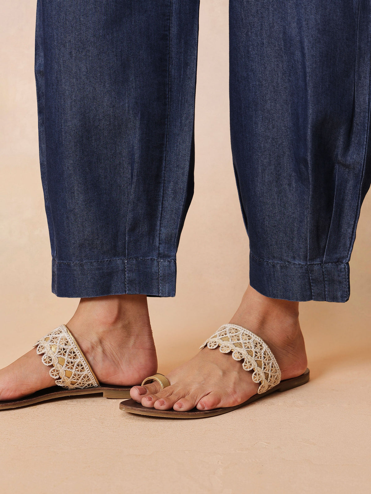 Navy Glass Neck Embroidered Short Kurta With Straight Pants -Shae by SASSAFRAS