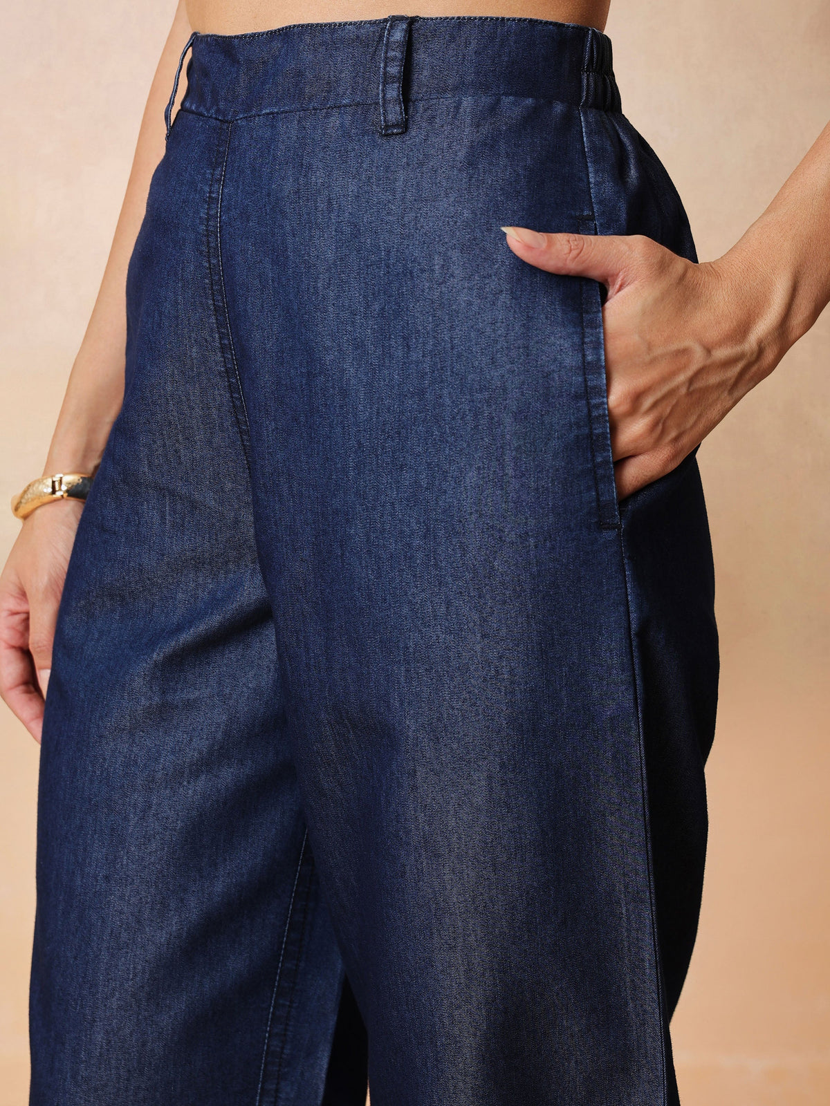 Navy Round Neck Embroidered Short Kurta With Straight Pants -Shae by SASSAFRAS