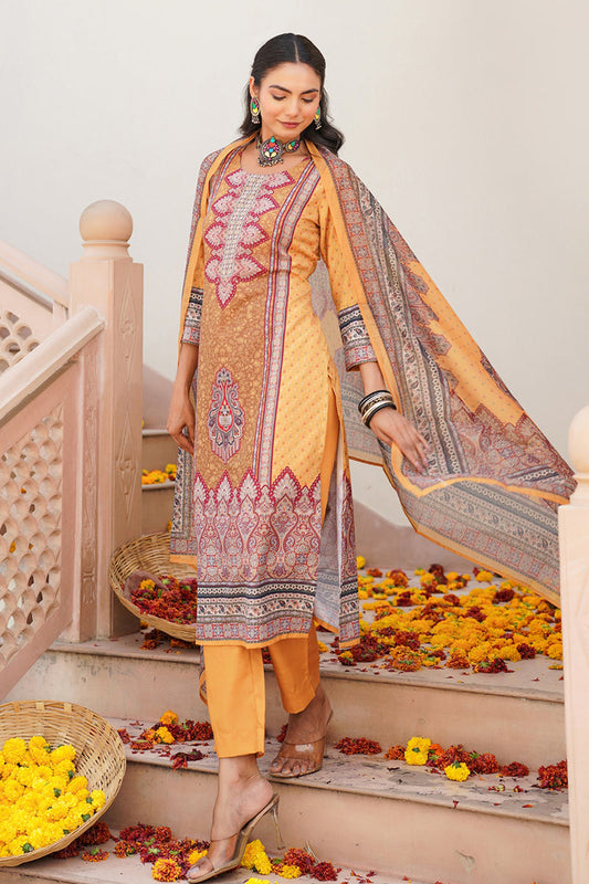 yellow rayon blend ethnic motifs printed straight kurta trouser with dupatta 