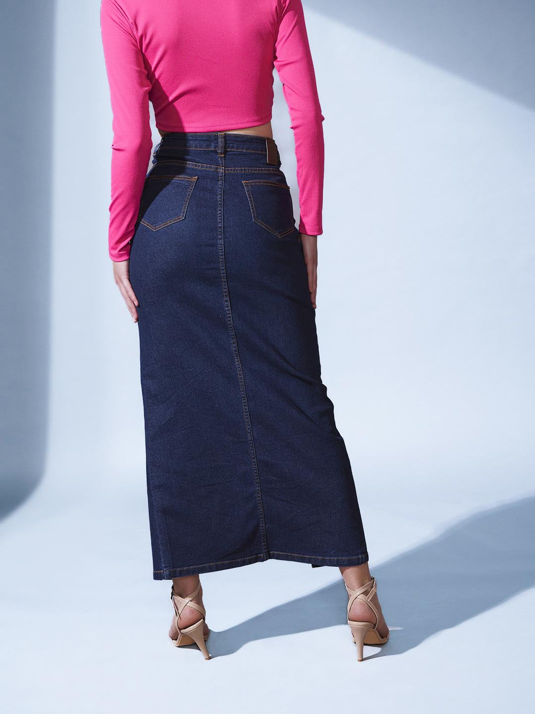 Denim Slit Skirt