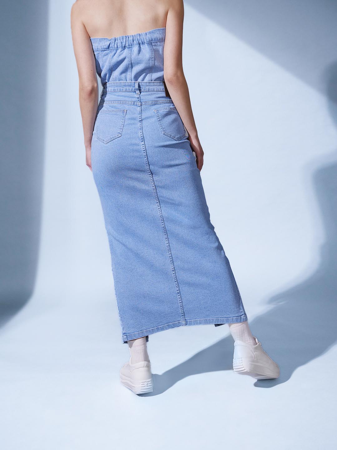 Denim Slit Skirt