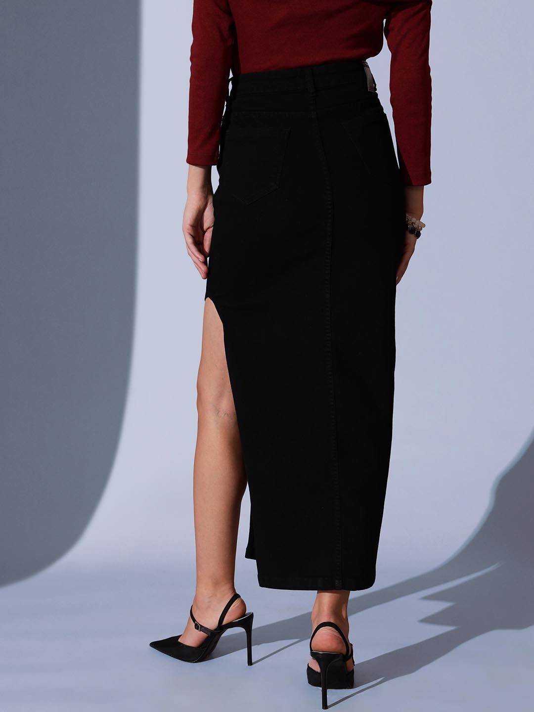 Denim Slit Skirt