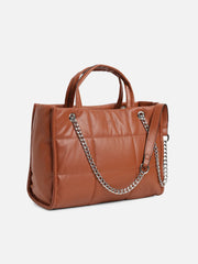 Haute Sauce-Quilted Zip Lock Hand Bag with Chain Strap